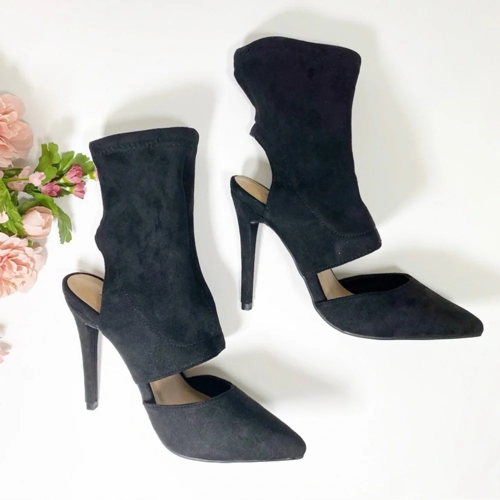 ANNE MICHELLE Dedicate Black Suede Pointed
Toe Stiletto Heel Bootie - Picture 5 of 9